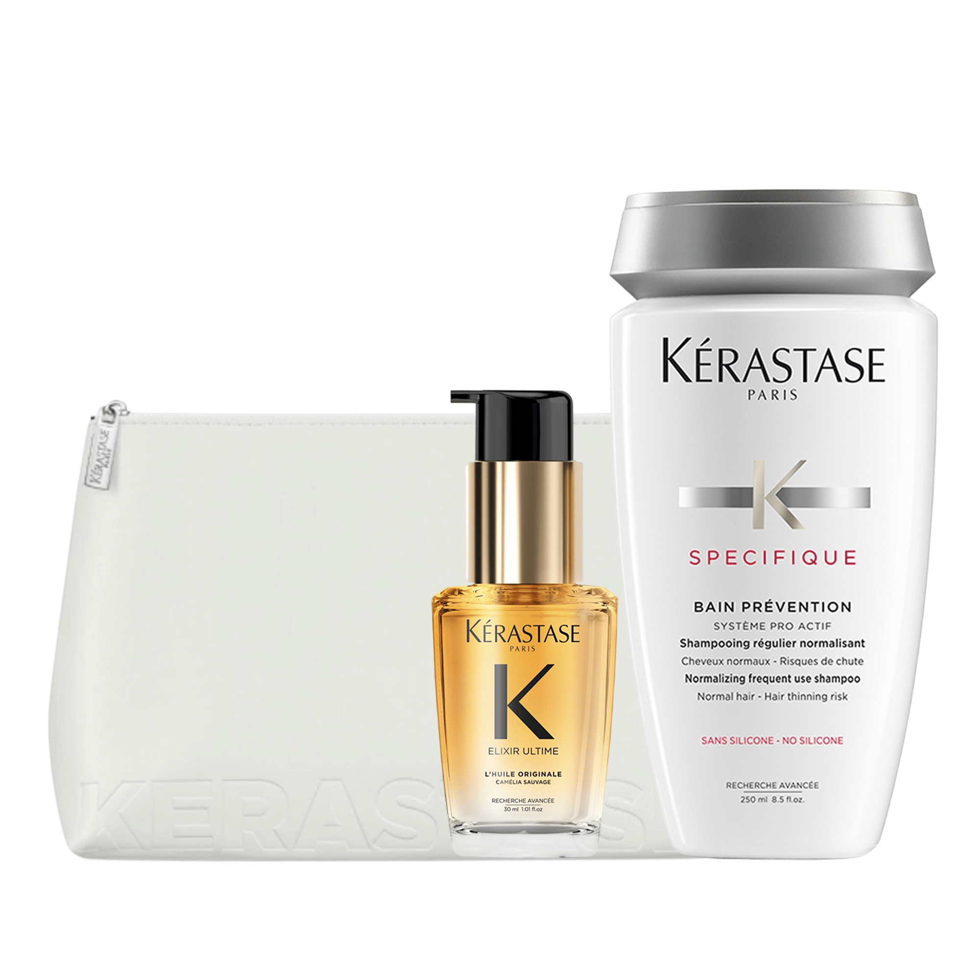 Kerastase Dökülme Karşıtı Saç Bakım Seti ve Beyaz Düz Çanta