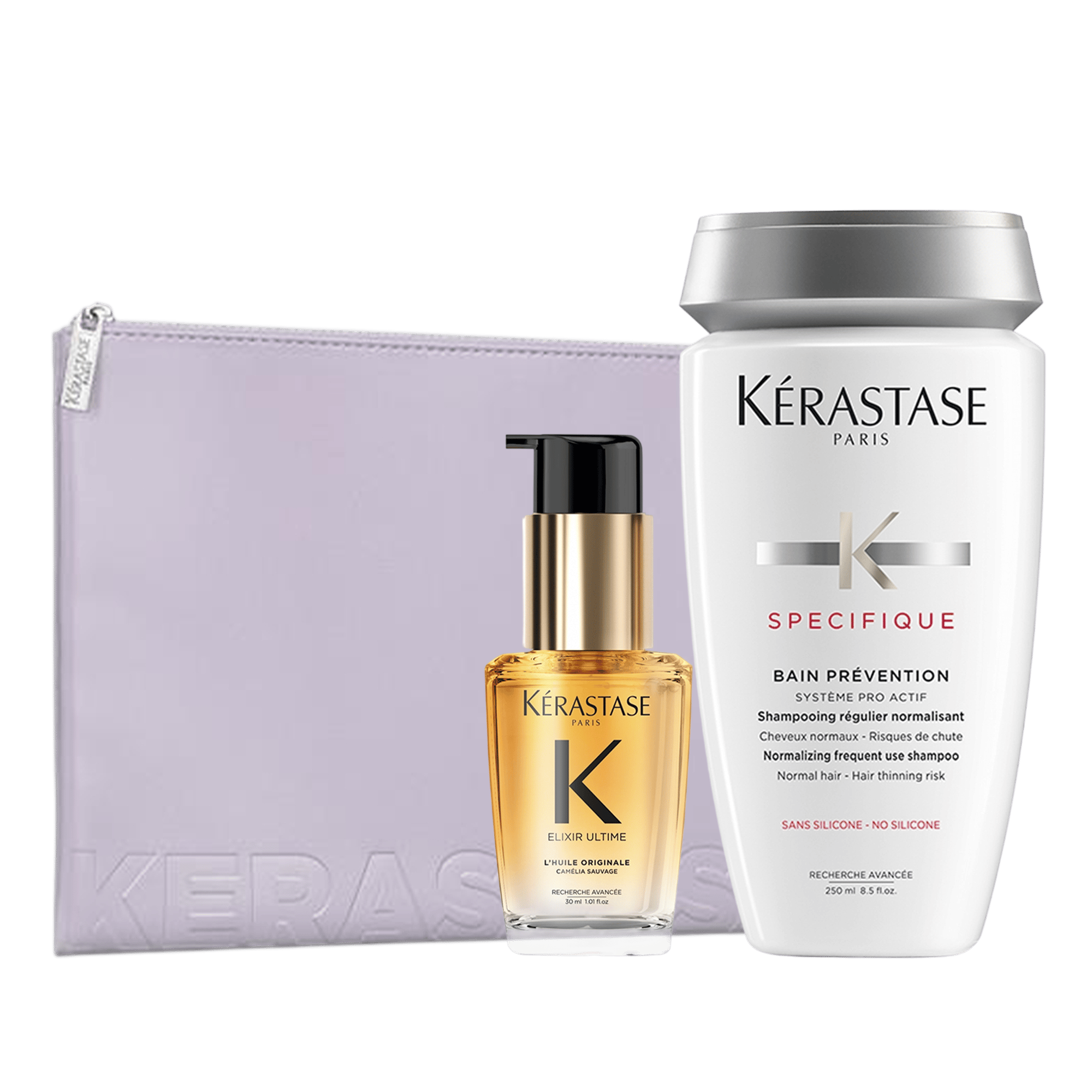 Kerastase Dökülme Karşıtı Saç Bakım Seti ve Purple Flat Pouch