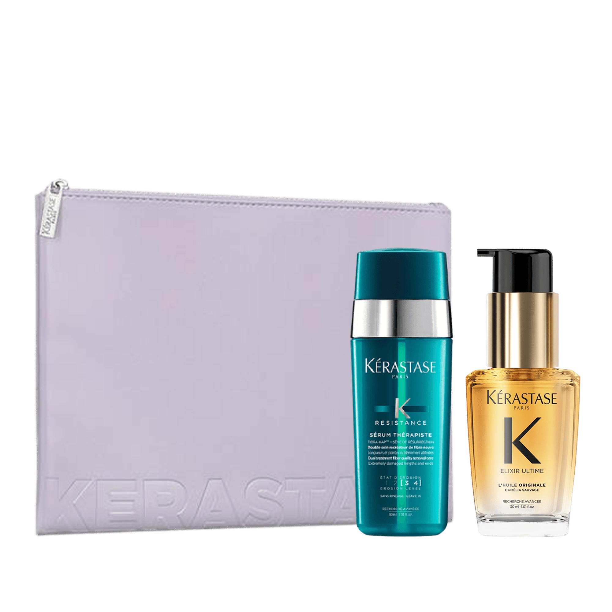 Kerastase Yıpranmış Saçlar İçin Bakım Seti ve Purple Flat Pouch
