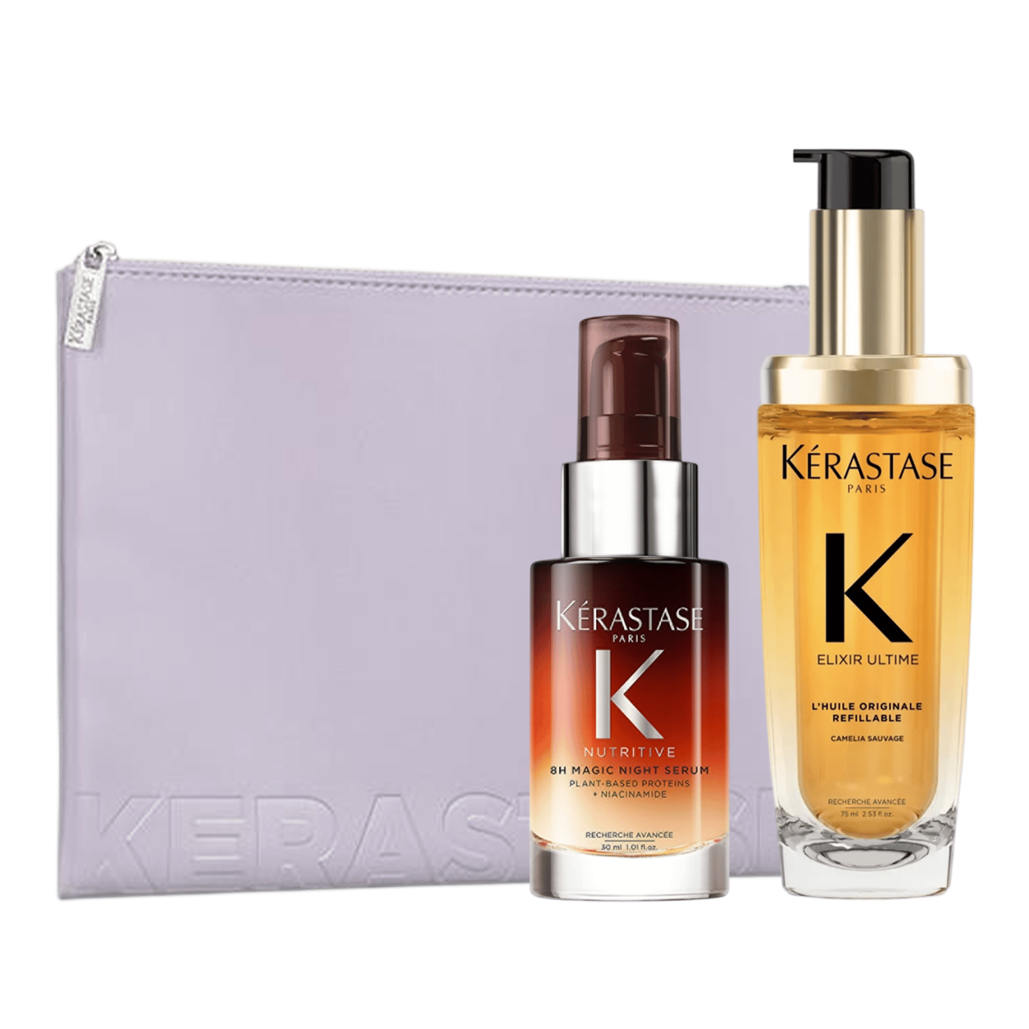 Kerastase Yoğun Besleyici Saç Bakım Seti ve Purple Flat Pouch