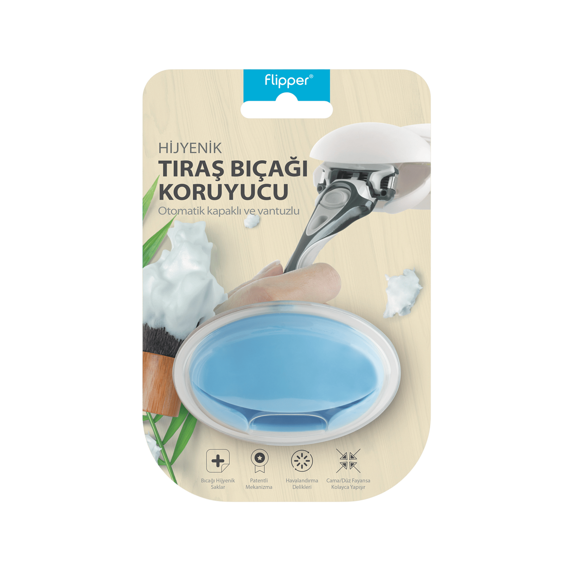Rocs Flipper Mizo Hijyenik Tıraş Bıçağı Saklama Kabı Mavi