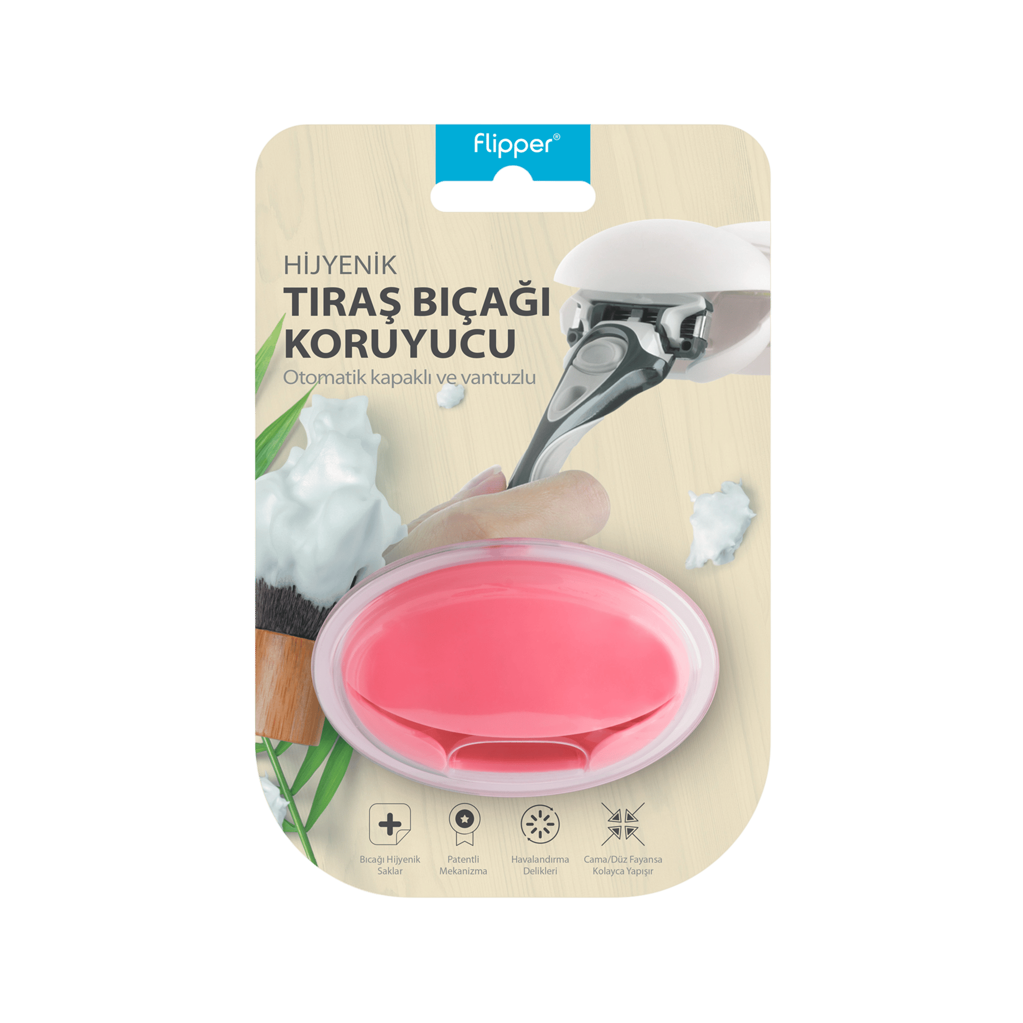 Rocs Flipper Mizo Hijyenik Tıraş Bıçağı Saklama Kabı Pembe
