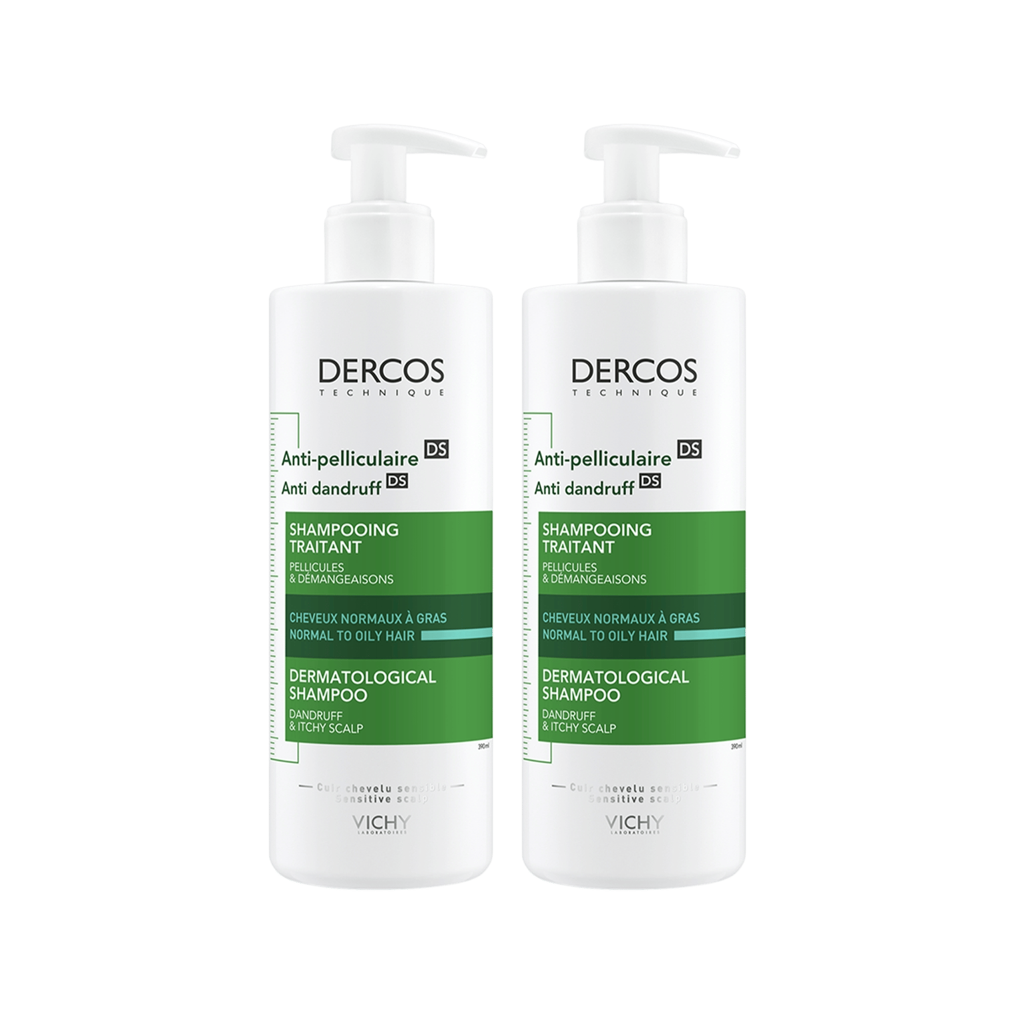 Vichy Dercos Anti-Dandruff Normal Ve Yağlı Saçlar için Kepek Karşıtı Şampuan 390 ml 2 Adet