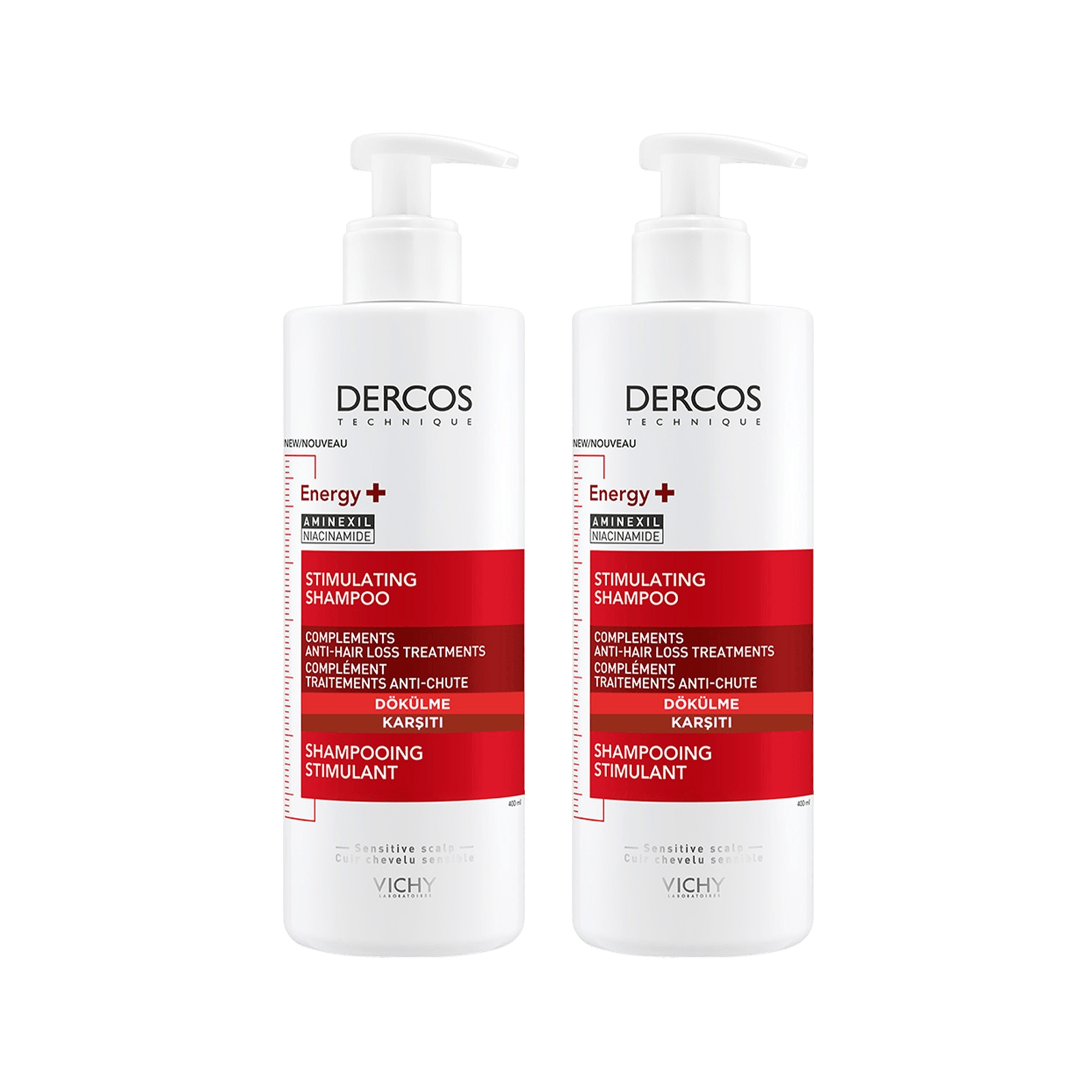 Vichy Dercos Energisant Saç Dökülmesine Karşı Şampuan 400 ml 2 Adet