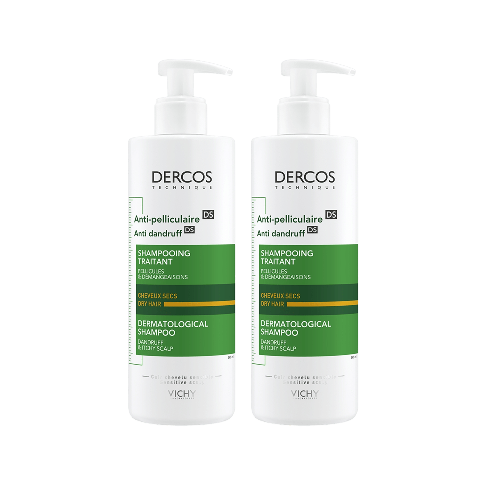 Vichy Dercos Kuru Saçlar için Kepeğe Karşı Etkili Bakım Şampuanı 390 ml 2 Adet