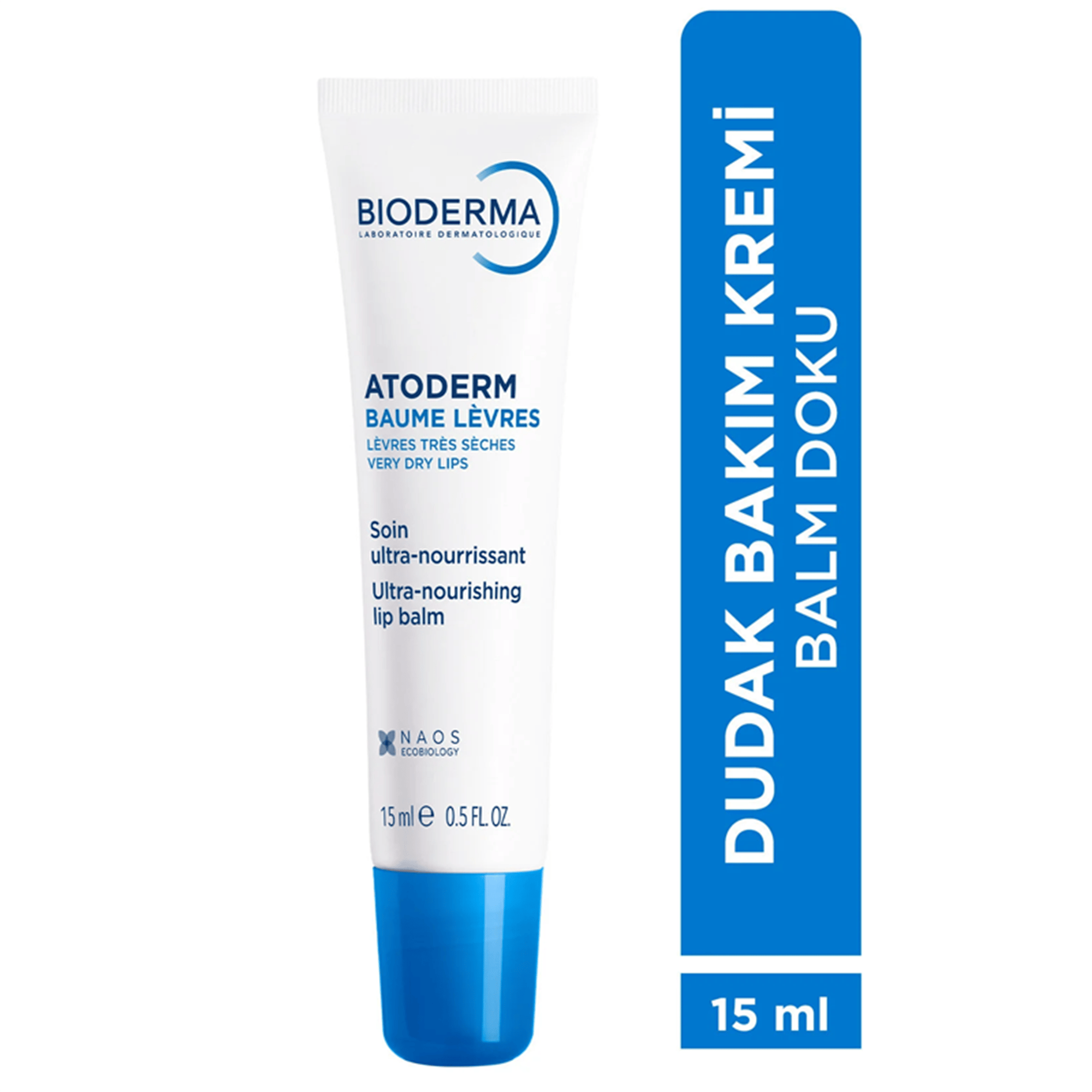 Bioderma Atoderm Lip Balm Besleyici Dudak Kremi 15 ml – Dudakları besleyip nemlendirerek kurumasını engelleyen, 15 ml'lik Bioderma Atoderm besleyici dudak kremi.