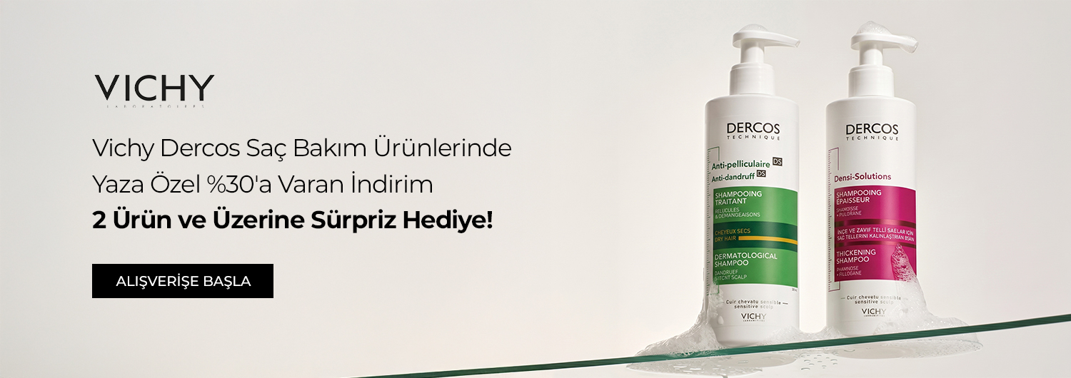 Vichy Dercos Saç Bakım Ürünlerinde Yaza Özel %30'a Varan İndirime Ek, 2 Ürün ve Üzerine Sürpriz Hediye!