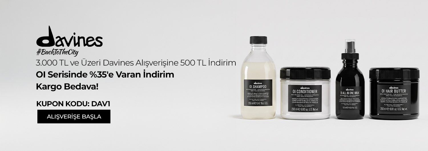 Tüm Davines Ürünlerinde 3.000 TL Üzerine 500 TL İndirime Ek, OI Serisinde %35'e Varan İndirime ve Kargo Bedava!