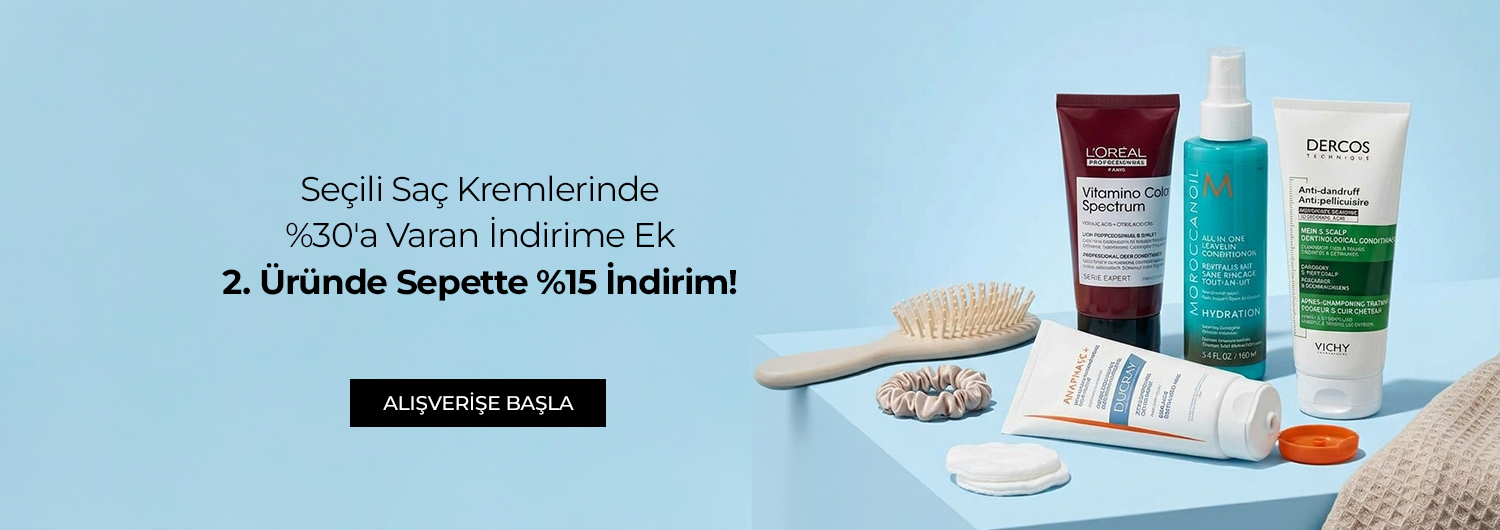 Seçili Saç Kremlerinde %30'a Varan İndirime Ek 2. Üründe Sepette %15 İndirim