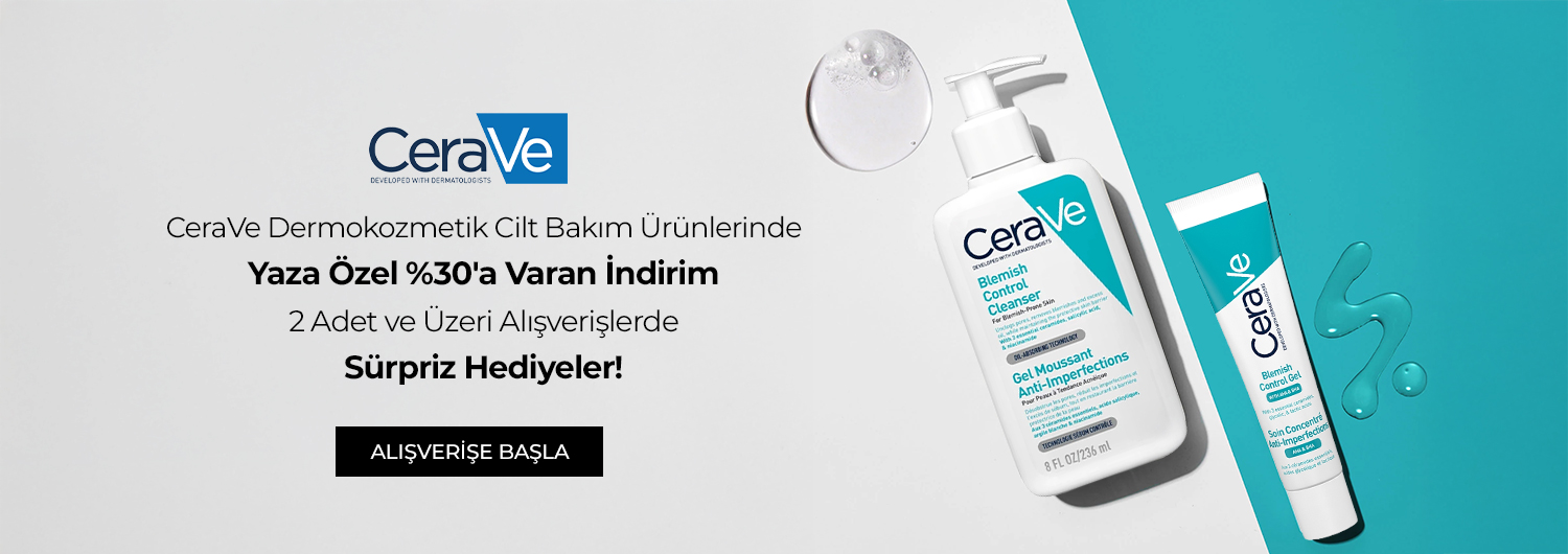 Kampanyadan yalnızca SMS ve e-posta doğrulaması yapılmış üyeler, sepetlerine
2 adet veya daha fazla CeraVe ürünü eklediklerinde,
sunulan
sürpriz hediyelerden faydalanabilirler.
Seçili CeraVe ürünlerinde geçerli olan yaza özel %30’a varan indirimler
ürün fiyatlarına yansıtılmış olup, sepette ek bir indirim uygulanmayacaktır.
Bu kampanya, her siparişte bir adet sürpriz hediye ile sınırlıdır.
Satın alınan ürünlerin iadesi durumunda, kampanya şartı (minimum 2 ürün) bozulacağı için
hediye ürünün de açılmamış ve hasarsız olarak iadesi zorunludur; aksi takdirde
hediye ürünün bedeli toplam iade tutarından mahsup edilecektir.
Ayrıca iade sonrası kalan sepet tutarı "Ücretsiz Kargo" alt limitinin altında kalırsa,
kampanya dahilinde alınmayan kargo ücreti iade tutarından düşülerek işlem yapılacaktır.