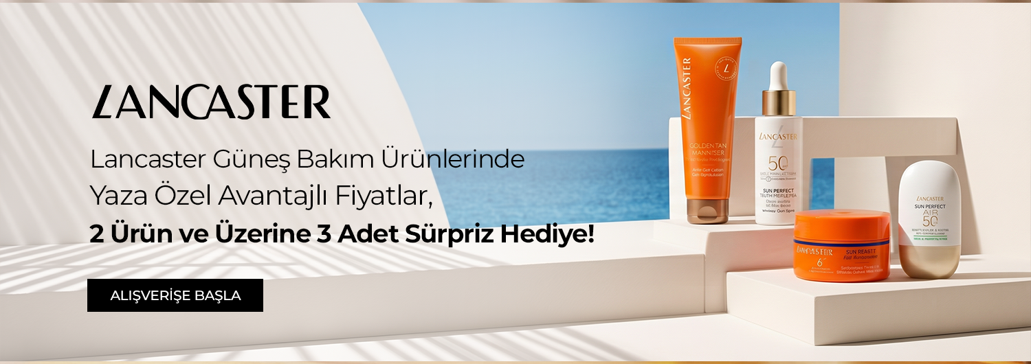 Kampanyadan yalnızca SMS ve e-posta doğrulaması yapılmış üyeler, sepetlerine
2 adet veya daha fazla Lancaster güneş bakım ürünü eklediklerinde,
sepet sayfasında yer alan "Promosyon Ürünler" kısmından
3 adet sürpriz hediye paketini dahil ederek faydalanabilirler.
Bu kampanya her siparişte bir set (3 adet sürpriz ürün) hediye ile sınırlıdır.
Satın alınan ürünlerin iadesi durumunda, kampanya şartı (minimum 2 ürün) bozulacağı için
hediye ürünlerin de açılmamış ve hasarsız olarak iadesi zorunludur; aksi takdirde
hediye ürünlerin bedeli toplam iade tutarından mahsup edilecektir.
Ayrıca iade sonrası kalan sepet tutarı "Ücretsiz Kargo" alt limitinin altında kalırsa,
kampanya dahilinde alınmayan kargo ücreti iade tutarından düşülerek işlem yapılacaktır.