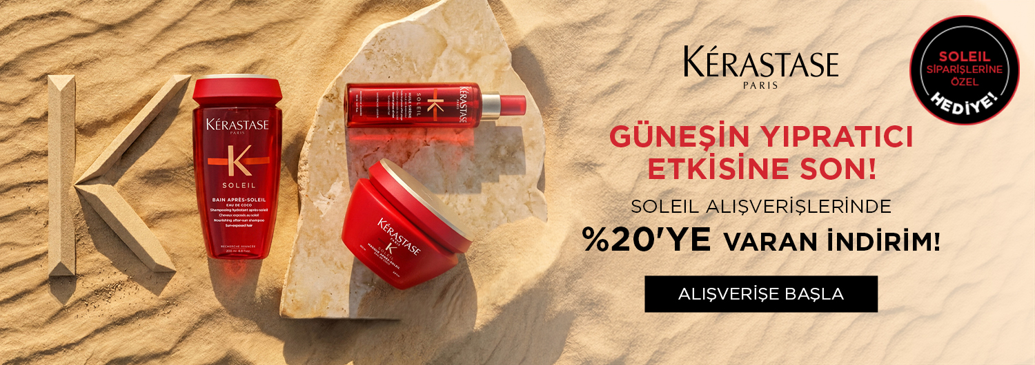 Bundle (set) stok kodlu ürünler dahil değildir; sadece kampanya altında listelenen tüm ürünler dahildir.
%20'ye varan indirim doğrudan ürün fiyatlarına yansıtılmıştır.
Kampanyadan yararlanmak için sepete eklenen Kerastase Soleil ürünleri belirlenen kampanya koşulları üzerinden hesaplanacaktır.
Hediye ürün stoklarla sınırlıdır ve tüm alışverişlerde sepete otomatik olarak eklenecektir.
Kısmi iade durumunda, iade tutarı ürünün satın alınan
indirimli / kampanyalı net fiyatı üzerinden hesaplanır.
İade durumunda, kampanya kapsamı dışındaki diğer sepet avantajları veya kargo baremleri değişiklik gösterebilir.