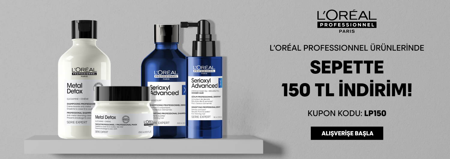 Kampanya 01.06.2026 – 31.12.2026 tarihleri arasında geçerlidir. Bundle (set) stok kodlu ürünler dahil değildir; sadece kampanya altında listelenen tüm ürünler dahildir. LP150 kodunu kullanmanız yeterlidir. İndirim tutarı sepet fiyatlarına yansıtılacaktır. Kampanyadan yararlanmak için sepete eklenen Loreal Professionnel Paris ürünleri indirimli fiyatlar üzerinden hesaplanacaktır. Kısmi iade durumunda, iade tutarı ürünün satın alınan
indirimli fiyatı üzerinden hesaplanır.
İndirim doğrudan ürün bazlı uygulandığı için, iade edilen ürünün net tutarı hesabınıza aktarılır; ancak kampanya kapsamı dışındaki diğer sepet avantajları veya kargo baremleri bu iadeden dolayı değişiklik gösterebilir.