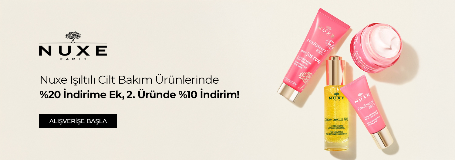 Bundle (set) stok kodlu ürünler dahil değildir; sadece kampanya altında listelenen tüm ürünler dahildir.
%20 indirime ek, 2. üründe %10 indirim ürün fiyatlarına doğrudan yansıtılmıştır.
Kampanyadan yararlanmak için sepete eklenen Nuxe ürünleri indirimli fiyatlar üzerinden hesaplanacaktır. Kısmi iade durumunda, iade tutarı ürünün satın alınan
indirimli fiyatı üzerinden hesaplanır.
İndirim doğrudan ürün bazlı uygulandığı için, iade edilen ürünün net tutarı hesabınıza aktarılır; ancak kampanya kapsamı dışındaki diğer sepet avantajları veya kargo baremleri bu iadeden dolayı değişiklik gösterebilir.