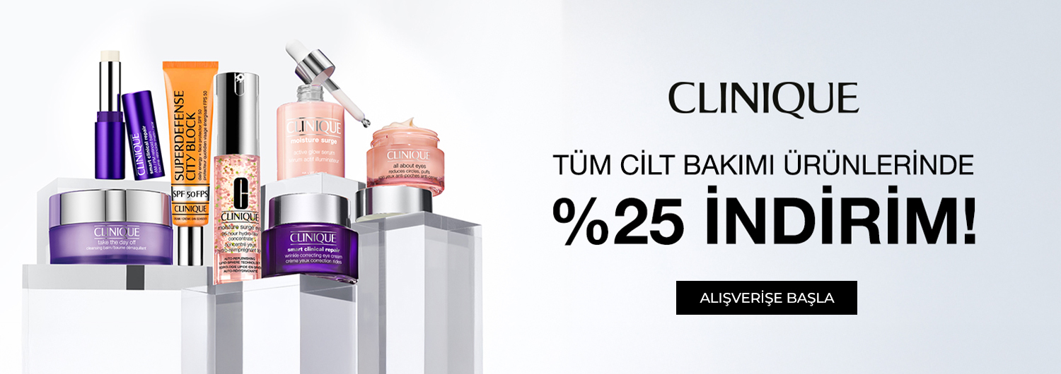 Bundle (set) stok kodlu ürünler dahil değildir; sadece kampanya altında listelenen tüm ürünler dahildir.
%25 indirim ürün fiyatlarına doğrudan yansıtılmıştır.
Kampanyadan yararlanmak için sepete eklenen Clinique ürünleri indirimli fiyatlar üzerinden hesaplanacaktır. Kısmi iade durumunda, iade tutarı ürünün satın alınan
indirimli fiyatı üzerinden hesaplanır.
İndirim doğrudan ürün bazlı uygulandığı için, iade edilen ürünün net tutarı hesabınıza aktarılır; ancak kampanya kapsamı dışındaki diğer sepet avantajları veya kargo baremleri bu iadeden dolayı değişiklik gösterebilir.
