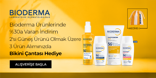 Bundle (set) stok kodlu ürünler dahil değildir; sadece kampanya altında listelenen tüm ürünler dahildir.
%30'a varan indirim seçili ürün fiyatlarına doğrudan yansıtılmıştır. Kampanya kapsamında 2'si güneş ürünü olmak üzere toplam 3 adet Bioderma ürünü alışverişinizde Bioderma Bikini Çantası sepete otomatik olarak hediyeyle eklenir.
Kampanyadan yararlanmak için sepete eklenen Bioderma ürünleri belirlenen kampanya koşulları üzerinden hesaplanacaktır.
Hediye ürün stoklarla sınırlıdır ve kampanya alışveriş başına tek seferliktir.
Kısmi iade durumunda, iade tutarı ürünün satın alınan
indirimli / kampanyalı net fiyatı üzerinden hesaplanır.
İade durumunda, kampanya kapsamı dışındaki diğer sepet avantajları veya kargo baremleri değişiklik gösterebilir.
