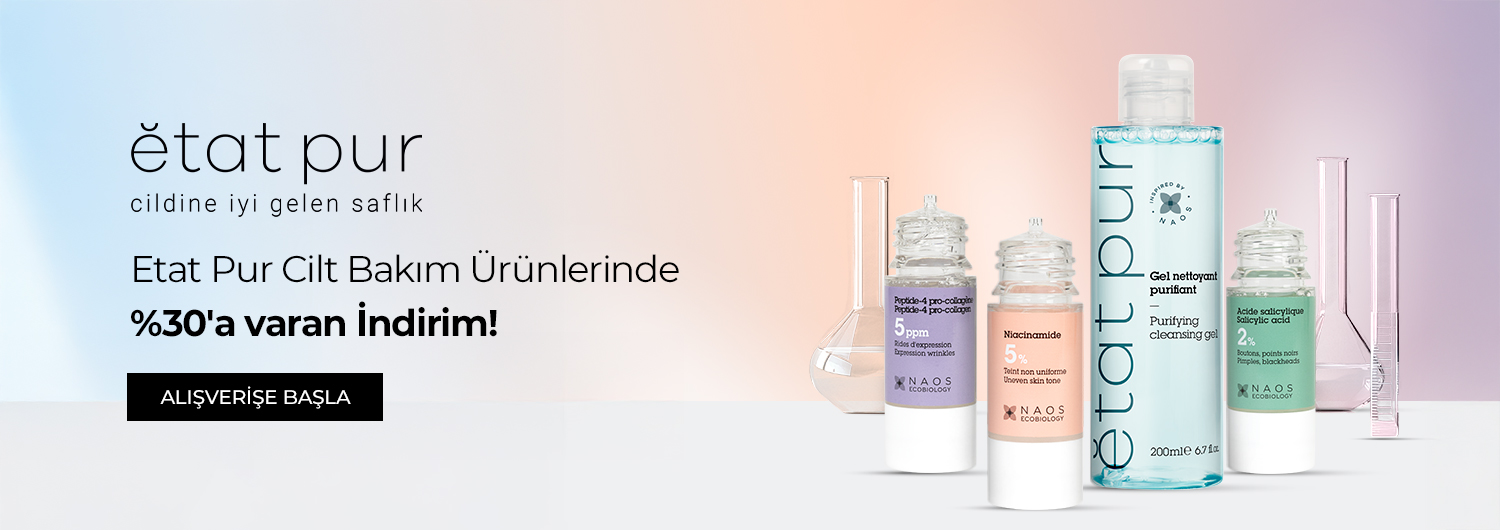 Bundle (set) stok kodlu ürünler dahil değildir; sadece kampanya altında listelenen tüm ürünler dahildir.
%30'a varan indirim ürün fiyatlarına doğrudan yansıtılmıştır.
Kampanyadan yararlanmak için sepete eklenen Etat Pur ürünleri indirimli fiyatlar üzerinden hesaplandığından kısmi iade durumunda, iade tutarı ürünün satın alınan
indirimli fiyatı üzerinden hesaplanır.
İndirim doğrudan ürün bazlı uygulandığı için, iade edilen ürünün net tutarı hesabınıza aktarılır; ancak kampanya kapsamı dışındaki diğer sepet avantajları veya kargo baremleri bu iadeden dolayı değişiklik gösterebilir.