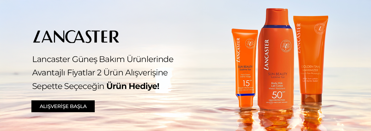 Bundle (set) stok kodlu ürünler dahil değildir; sadece kampanya altında listelenen tüm ürünler dahildir.
Lancaster güneş bakım ürünlerinde avantajlı fiyatlara ek 2 ürün alımınızda seçeceğiniz hediye ürün sepette otomatik olarak tanımlanacaktır.
Kampanyadan yararlanmak için sepete eklenen Lancaster ürünleri belirlenen kampanya koşulları üzerinden hesaplanacaktır.
Hediye ürün seçeneği stoklarla sınırlıdır ve kampanya koşulları sağlandığında sepette aktifleşmektedir.
Kısmi iade durumunda, iade tutarı ürünün satın alınan
indirimli / kampanyalı net fiyatı üzerinden hesaplanır.
İade durumunda, kampanya kapsamı dışındaki diğer sepet avantajları veya kargo baremleri değişiklik gösterebilir.