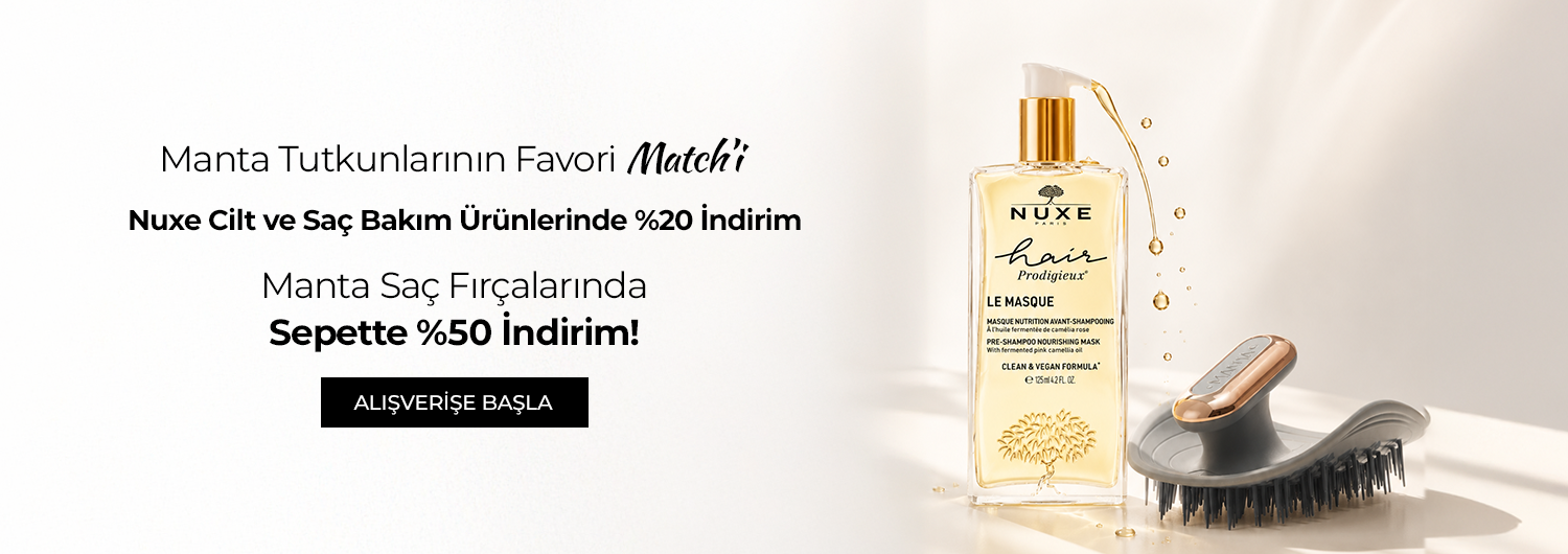 Bundle (set) stok kodlu ürünler dahil değildir; sadece kampanya altında listelenen tüm ürünler dahildir.
Seçili Nuxe cilt ve saç bakım ürünlerinde %20 indirim ürün fiyatlarına doğrudan yansıtılmıştır. En az 1 adet Nuxe ürünü alımında Manta saç fırçalarındaki %50 indirim sepette uygulanacaktır.
Kampanyadan yararlanmak için sepete eklenen Nuxe ve Manta ürünleri belirlenen kampanya koşulları üzerinden hesaplanacaktır.
Kısmi iade durumunda, iade tutarı ürünün satın alınan
indirimli / kampanyalı net fiyatı üzerinden hesaplanır.
İade durumunda, kampanya kapsamı dışındaki diğer sepet avantajları veya kargo baremleri değişiklik gösterebilir.
