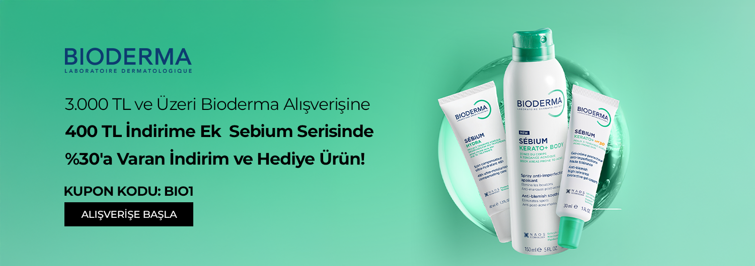 Kampanya 01.09.2026 – 15.09.2026 tarihleri arasında geçerlidir. Bundle (set) stok kodlu ürünler kampanyaya dahil değildir; kampanya yalnızca kampanya sayfasında listelenen tekil ürünlerde geçerlidir. Sepetinizdeki Bioderma ürünlerinin toplamı 3.000 TL ve üzerine ulaştığında, BIO1 kupon kodu ile sepette 400 TL indirim uygulanır. İndirim alışveriş başına ve kullanıcı başına tek seferlik geçerlidir, katlanmaz ve diğer kupon kodlu kampanyalarla birleştirilemez. Kısmi iade durumunda iade tutarı, ürünün satın alındığı indirimli / kampanyalı net fiyat üzerinden hesaplanır. İade sonrasında kampanya koşulunun bozulması halinde kargo baremleri ve kampanya kapsamı dışındaki sepet avantajları değişiklik gösterebilir.