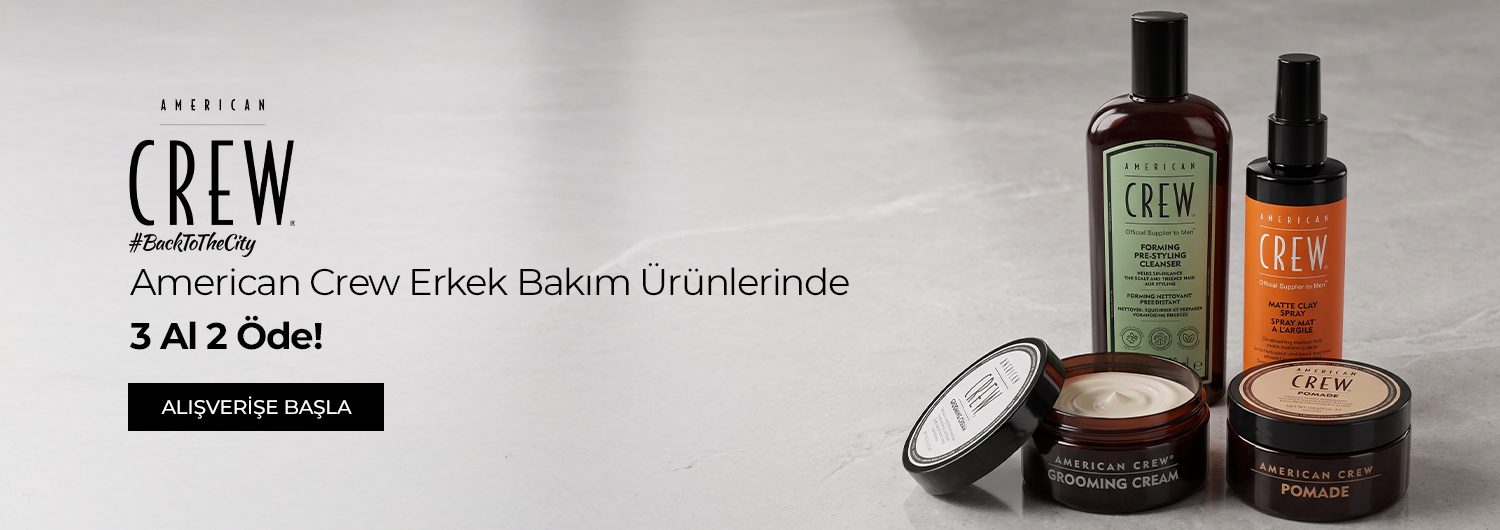 Kampanya 04.09.2026 – 30.09.2026 tarihleri arasında geçerlidir. Tüm American Crew erkek bakım ürünlerinde 3 al 2 öde fırsatı sizi bekliyor: bu sayfada listelenen ürünlerden 3 adet aldığınızda 3. ürün hediyedir.Hediye sepetinizde otomatik olarak uygulanır, kod girmenize gerek yoktur. Hediye, sepetinizdeki en düşük fiyatlı ürün olarak uygulanır. Kampanya süresince müşteri başına bir kez kullanılabilir ve diğer kampanyalarla birleştirilemez.Kampanya yalnızca sachane.com üzerinden yapılan alışverişlerde ve bu sayfada listelenen ürünlerde geçerlidir. Set (bundle) stok kodlu ürünler, saç boyaları, oksidanlar ve ton varyantları kampanya kapsamı dışındadır.Kısmi iade durumunda iade tutarı, ürünün satın alındığı indirimli net fiyat üzerinden hesaplanır. İade sonrası sepetinizdeki ürün adedi 3'ün altına düşerse hediye ürün hakkı ve ücretsiz kargo gibi avantajlar değişiklik gösterebilir.