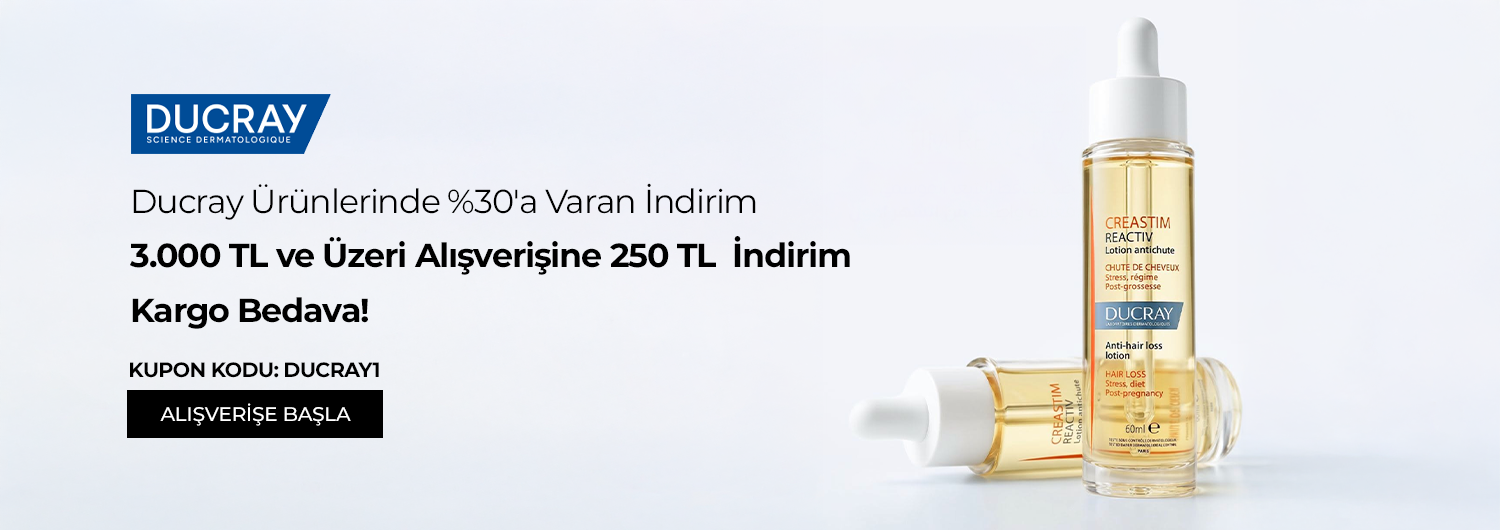 Kampanya 02.09.2026 – 10.09.2026 tarihleri arasında geçerlidir. Bundle (set) stok kodlu ürünler dahil değildir; sadece kampanya altında listelenen tüm ürünler dahildir.
Ducray ürünlerinde %30'a varan indirimlere ek olarak, 3.000 TL ve üzeri alışverişlerinizde 'DUCRAY1' kupon kodu ile sepette 250 TL indirim ve DHL kargo bedava fırsatı uygulanacaktır.
Kampanyadan yararlanmak için sepete eklenen Ducray ürünleri belirlenen kampanya koşulları üzerinden hesaplanacaktır.
Bu indirim alışveriş başına/kullanıcı başına tek seferlik geçerlidir, katlanmaz ve diğer kupon kodları ile birleştirilemez.
Kısmi iade durumunda, iade tutarı ürünün satın alınan
indirimli / kampanyalı net fiyatı üzerinden hesaplanır.
İade durumunda, kampanya kapsamı dışındaki diğer sepet avantajları veya kargo baremleri değişiklik gösterebilir.