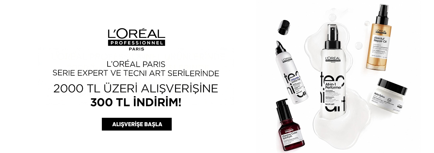 Bundle (set) stok kodlu ürünler dahil değildir; sadece kampanya altında listelenen tüm ürünler dahildir.
2000 TL ve üzeri alışverişlerinizde 300 TL indirim sepette otomatik olarak uygulanacaktır. Her müşteri 1 kez yararlanabilir. Kampanyadan yararlanmak için sepete eklenen Loreal Paris Serie Expert ve Tecni Art ürünleri belirlenen kampanya koşulları üzerinden hesaplanacaktır.
Bu indirim alışveriş başına/kullanıcı başına tek seferlik geçerlidir ve katlanmaz.
Kısmi iade durumunda, iade tutarı ürünün satın alınan
indirimli / kampanyalı net fiyatı üzerinden hesaplanır.
İade durumunda, kampanya kapsamı dışındaki diğer sepet avantajları veya kargo baremleri değişiklik gösterebilir.