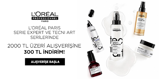 Loreal Paris Serie Expert ve Tecni Art Serilerinde 2000 TL Üzerine 300 TL İndirim!