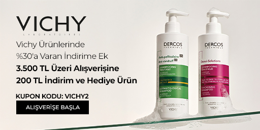 Vichy ürünlerinde 3.500 TL ve üzeri alışverişinizde 200 TL indirim ve 2 adet Vichy Dercos Anti Dandruff Ds Kuru Saçlar için Kepek Karşıtı Şampuan 7 ml hediye. Kampanya 14.09.2026 – 21.09.2026 tarihleri arasında geçerlidir (bitiş günü dahil).İndirim ve hediye, ödeme adımında VICHY2 kupon kodunu girdiğinizde uygulanır; kod girilmediğinde ikisi de işlenmez. Kampanya müşteri başına bir kez kullanılabilir ve indirim sepet tutarına göre katlanmaz. Hediye ürünler stoklarla sınırlıdır ve hediye nedeniyle ürün fiyatlarında artış yapılmamıştır. Diğer kampanyalarla birleştirilemez.Kampanya yalnızca sachane.com üzerinden yapılan alışverişlerde ve kampanya sayfasında listelenen ürünlerde geçerlidir. Set (bundle) stok kodlu ürünler, saç boyaları, oksidanlar ve ton varyantları kampanya kapsamı dışındadır.Kısmi iade durumunda iade tutarı, ürünün satın alındığı indirimli net fiyat üzerinden hesaplanır. İade sonrası kampanyalı ürün toplamınız 3.500 TL'nin altına düşerse indirim ve hediye avantajı değişiklik gösterebilir.