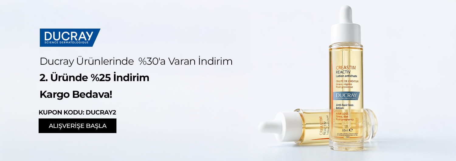 Kampanya 11.09.2026 – 30.09.2026 tarihleri arasında geçerlidir. Bundle (set) stok kodlu ürünler kampanyaya dahil değildir; kampanya yalnızca kampanya sayfasında listelenen tekil ürünlerde geçerlidir. Kampanya kapsamındaki Ducray ürünlerinden sepetinize 2 adet eklediğinizde, DUCRAY2 kupon kodu ile daha uygun fiyatlı olan üründe %25 indirim uygulanır. Kampanya koşulları sağlandığında ve ödeme adımında DUCRAY2 kodunu girdiğinizde kargo ücreti sepette sıfırlanır. İndirim alışveriş başına ve kullanıcı başına tek seferlik geçerlidir, katlanmaz ve diğer kupon kodlu kampanyalarla birleştirilemez. Kısmi iade durumunda iade tutarı, ürünün satın alındığı indirimli / kampanyalı net fiyat üzerinden hesaplanır. İade sonrasında kampanya koşulunun bozulması halinde kargo baremleri ve kampanya kapsamı dışındaki sepet avantajları değişiklik gösterebilir.