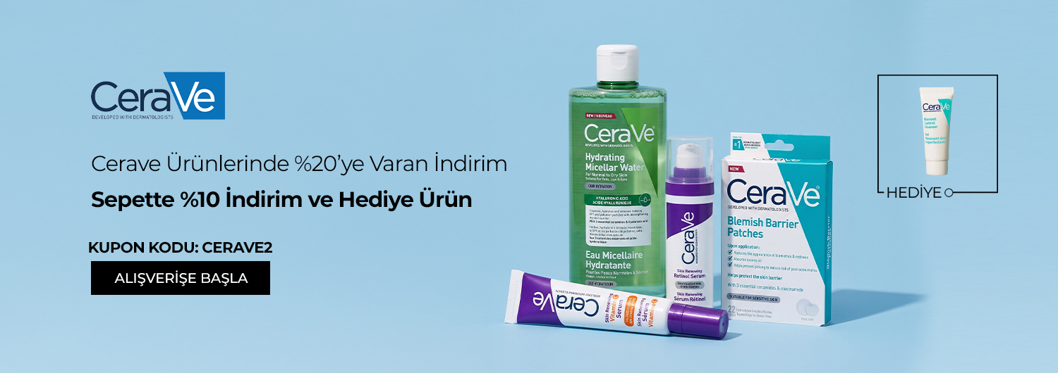 Kampanya 11.09.2026 – 30.09.2026 tarihleri arasında geçerlidir. Bundle (set) stok kodlu ürünler kampanyaya dahil değildir; kampanya yalnızca kampanya sayfasında listelenen tekil ürünlerde geçerlidir. Kampanya kapsamındaki CeraVe ürünlerini sepetinize eklediğinizde, CERAVE2 kupon kodu ile sepet tutarınıza %10 indirim uygulanır. İndirim alışveriş başına ve kullanıcı başına tek seferlik geçerlidir, katlanmaz ve diğer kupon kodlu kampanyalarla birleştirilemez. Kısmi iade durumunda iade tutarı, ürünün satın alındığı indirimli / kampanyalı net fiyat üzerinden hesaplanır. İade sonrasında kampanya koşulunun bozulması halinde kargo baremleri ve kampanya kapsamı dışındaki sepet avantajları değişiklik gösterebilir.