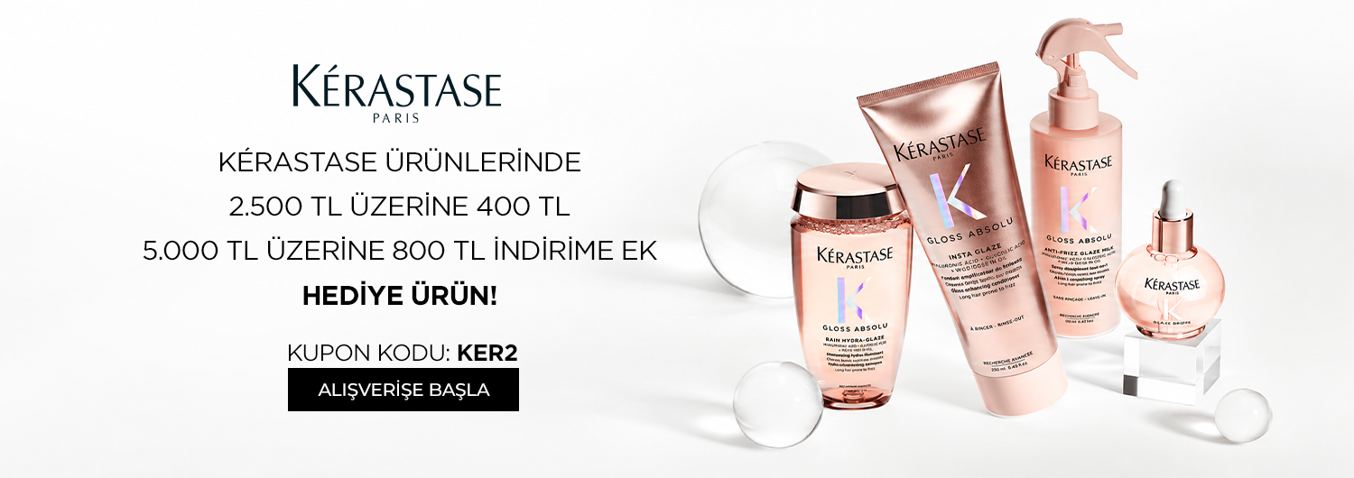 Kampanya 16.09.2026 – 30.09.2026 tarihleri arasında geçerlidir. Bundle (set) stok kodlu ürünler kampanyaya dahil değildir; kampanya yalnızca kampanya sayfasında listelenen tekil ürünlerde geçerlidir. Sepetinizdeki Kerastase ürünlerinin toplamı 2.500 TL ve üzerine ulaştığında, KER2 kupon kodu ile sepette 400 TL indirim uygulanır. Bu kademe, sepet ara toplamı 5.000 TL'nin altında olan siparişlerde geçerlidir; ara toplam 5.000 TL ve üzerine çıktığında üst kademe devreye girer. İndirim alışveriş başına ve kullanıcı başına tek seferlik geçerlidir, katlanmaz ve diğer kupon kodlu kampanyalarla birleştirilemez. Kısmi iade durumunda iade tutarı, ürünün satın alındığı indirimli / kampanyalı net fiyat üzerinden hesaplanır. İade sonrasında kampanya koşulunun bozulması halinde kargo baremleri ve kampanya kapsamı dışındaki sepet avantajları değişiklik gösterebilir.