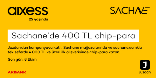 Axess’e özel Sachane’de 4.000 TL ve Üzeri İlk Alışverişe 400 TL Chip-Para!