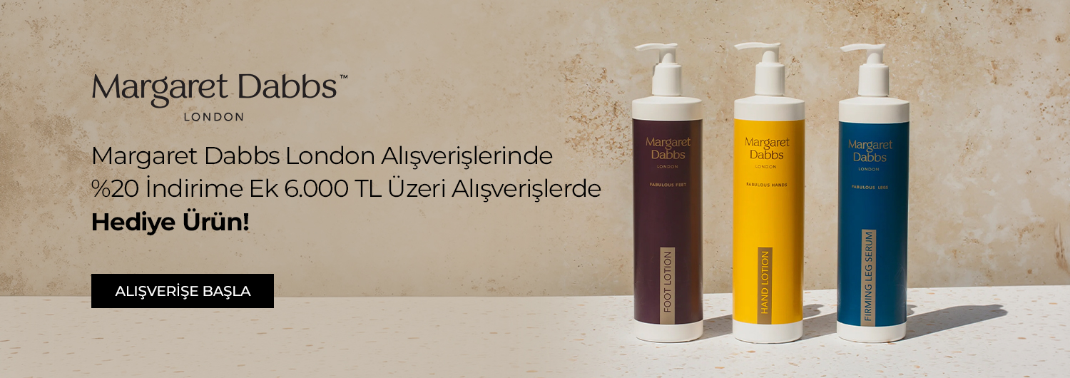 Margaret Dabbs London ürünlerinde %20 indirim. Kampanya 21.09.2026 – 31.10.2026 tarihleri arasında geçerlidir (bitiş günü dahil). %20 indirim için kupon kodu gerekmez; indirim ürün fiyatlarına yansıtılmıştır. Sepetinizdeki kampanyalı ürünlerin toplamı 6.000 TL ve üzerine ulaştığında Margaret Dabbs Washbag sepetinize hediye olarak eklenir; hediye stoklarla sınırlıdır ve müşteri başına bir kez verilir. Kampanya sayfasında listelenen 52 ürünün tamamı kampanyaya dahildir. Set (bundle) stok kodlu ürünler dahil değildir. Kampanya yalnızca sachane.com üzerinden geçerlidir; pazaryeri satışlarımızı kapsamaz.