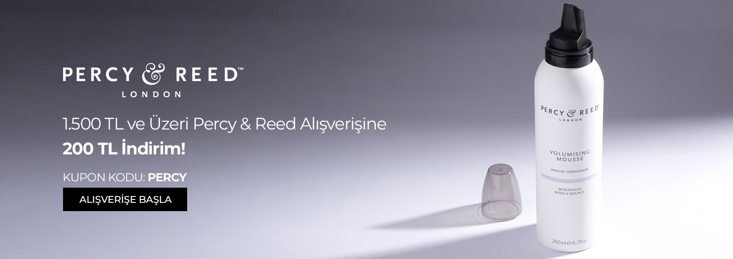 Percy & Reed kampanyası 05.10.2026 – 31.10.2026 tarihleri arasında (bitiş günü dahil) geçerlidir. Kampanyalı ürünlerden 1.500 TL ve üzeri alışverişinizde 200 TL indirim, PERCY kodu ile sepette uygulanır.
Ödeme adımında PERCY kodunu girmeniz gerekir. Kampanya süresince müşteri başına bir kez kullanılabilir.
Kampanya yalnızca sachane.com üzerinden yapılan alışverişlerde ve bu sayfada listelenen ürünlerde geçerlidir. Set (bundle) stok kodlu ürünler, saç boyaları, oksidanlar ve ton varyantları kampanya kapsamı dışındadır. Diğer kupon ve kampanyalarla birleştirilemez.
Kısmi iade durumunda iade tutarı, ürünün satın alındığı indirimli net fiyat üzerinden hesaplanır. İade sonrası sepet tutarınız kampanya veya ücretsiz kargo koşulunun altına düşerse ilgili avantaj değişiklik gösterebilir.