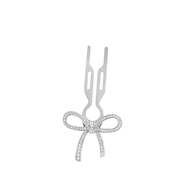 Fiona Franchimon Nº1 HAIRPIN Ribbon Swarovski Taşlı Kurdaleli Saç Tokası White Gold Finish