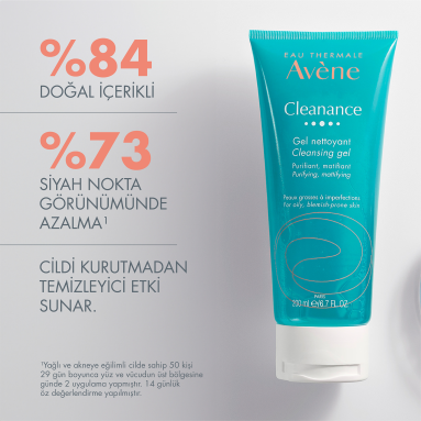 Avene Cleanance Yağlı ve Akneye Eğilimli Ciltler için Matlaştırıcı Temizleme Jeli 200 ml – Akneye eğilimli ve yağlı ciltler için özel formül, 200 ml'lik Avene Cleanance temizleme jeli.