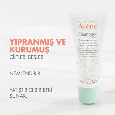 Avene Cleanance Hydra Yıpranmış ve Kurumuş Ciltler için Nemlendirici Krem 40 ml - Kuruluk ve hassasiyet yaşayan ciltler için yatıştırıcı ve onarıcı etkili nemlendirici