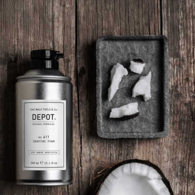 Depot No. 411 Shaving Foam 300 ml - Yumuşak ve etkili tıraş için köpük formülü.