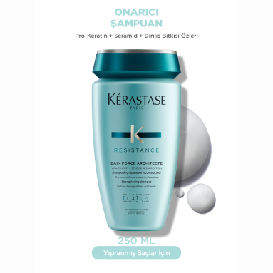 Kerastase Resistance Bain Force Architecte Yıpranmış Saçlar İçin Onarıcı Şampuan 250 ml – Yıpranmış ve zayıf saç tellerini onaran, güçlendiren özel bakım şampuanı.