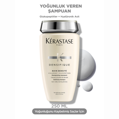 Kerastase Densifique Bain Densite Yoğunluk Kazandıran Şampuan 250 ml – İncelmiş ve hacim kaybetmiş saçlara yoğunluk kazandıran profesyonel bakım şampuanı.