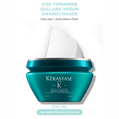 Kerastase Resistance Ciment Masque Therapiste Çok Yıpranmış Saçlar İçin Maske 200 ml – Yoğun işlem görmüş ve hasar almış saçları onaran, yapılandırıcı etkili profesyonel saç maskesi.