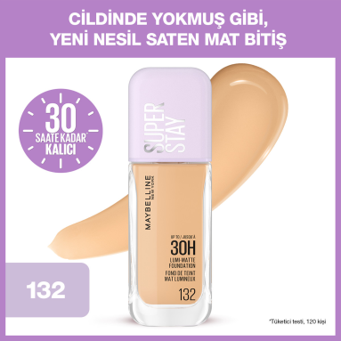 Maybelline New York Super Stay Lumi Matte Fondöten 132 - Ciltte doğal bir ışıltı ve matlık sağlar.