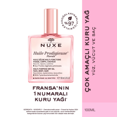 Nuxe Huile Prodigieuse Florale Çok Amaçlı Kuru Yağ 100 ml - Cildi besleyip nemlendirirken, ferah bir floral koku bırakan kuru yağ