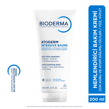 Bioderma Atoderm Intensive Balm Nemlendirici Krem 200 ml – Aşırı kuru ciltler için yoğun nem sağlayarak rahatlatan, 200 ml'lik Bioderma Atoderm Intensive balm nemlendirici krem.