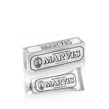 Marvis Whitening Mint Nane Aromalı Beyazlatıcı Diş Macunu 25 ml – Beyazlatıcı etkisiyle dişleri temizleyen, nane aromalı 25 ml'lik Marvis diş macunu.