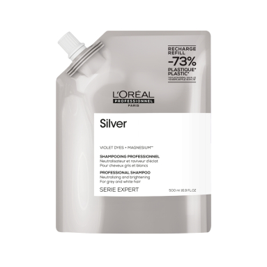 Loreal Professionnel Paris Serie Expert Silver Çok Açık Sarı, Gri ve Beyaz Saçlar İçin Renk Dengeleyici Mor Şampuan Refill 500 ml