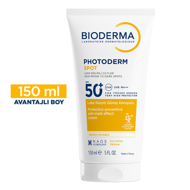 Bioderma Photoderm SPOT Spf50+ Leke Karşıtı Güneş Koruyucu Krem 150 ml Yüksek SPF50+ koruma sunan, leke karşıtı güneş kremi.