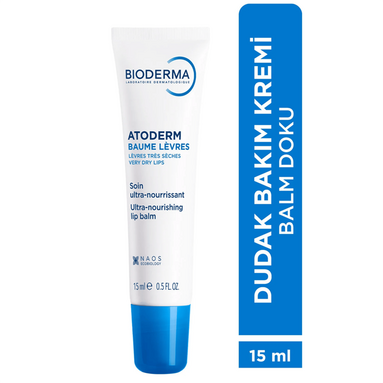 Bioderma Atoderm Lip Balm Besleyici Dudak Kremi 15 ml – Dudakları besleyip nemlendirerek kurumasını engelleyen, 15 ml'lik Bioderma Atoderm besleyici dudak kremi.